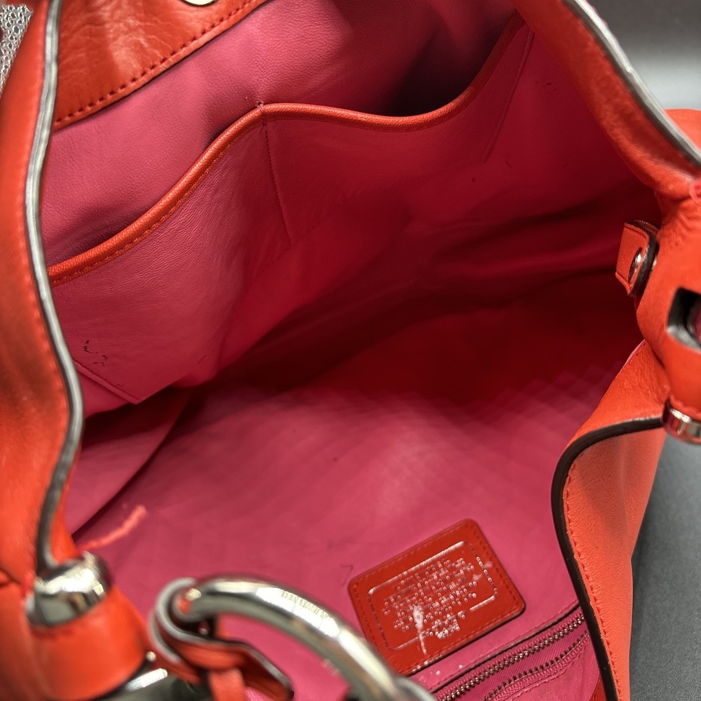 Coach Nomad Hobo Bag Purse Glove tanned Leather Red Crossbody Bag - Picture 12 of 16
